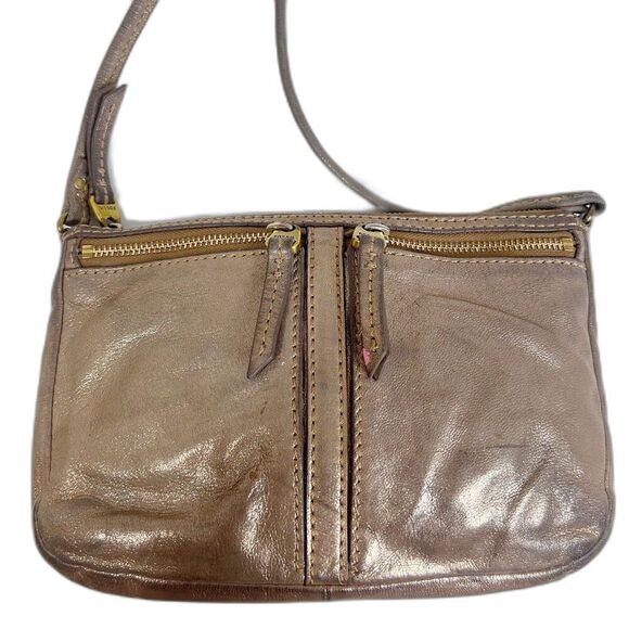 Fossil Erin Copper Metallic Leather Crossbody Bag Purse - Picture 2 of 12
